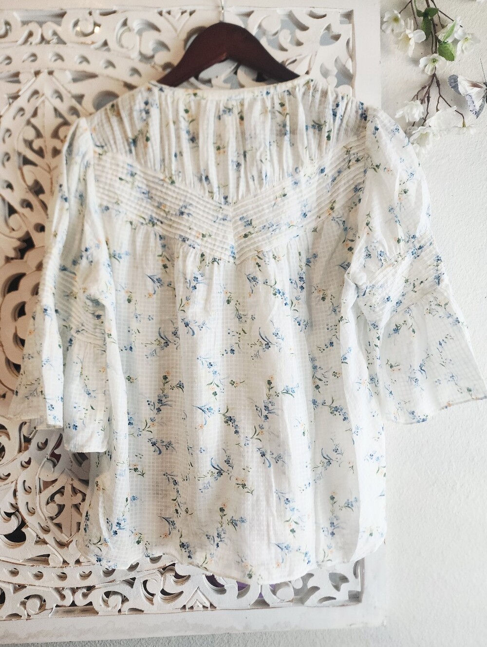 LA VIE BY REBECCA TAYLOR CREW NECKLINE FLORAL PRINT 3/4 SLEEVE SZ MEDIUM NWOT - Picture 10 of 10